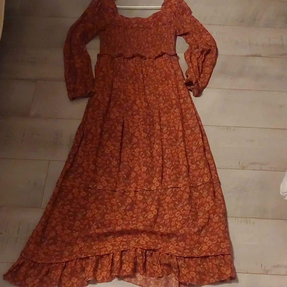 FARM Rio Rust Floral Long Sleeve Maxi Dress Size XS - Picture 9 of 9